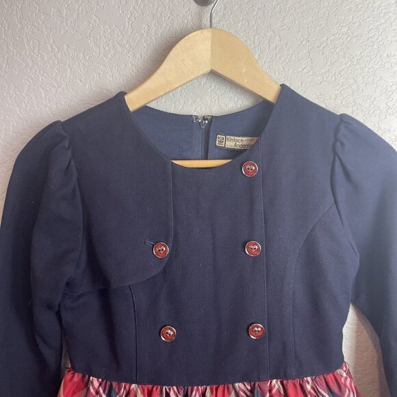 Kinloch Anderson Scotland Dress Girls 11 140 Blue Red Plaid Buttons Classic - Picture 3 of 8